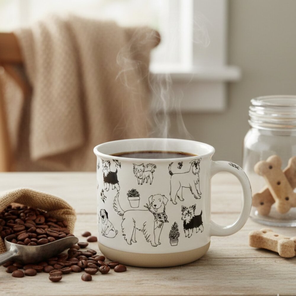 St. Nicholas Square Dog Lover Coffee Mug 16oz Black White Heavy Duty